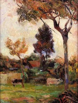 Paul Gauguin : Two Cows in the Meadow